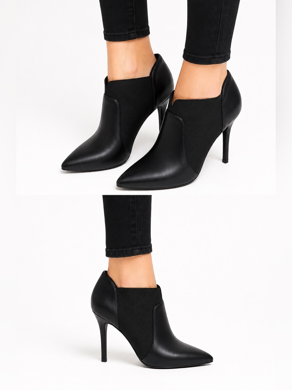 Pointed-Toe Black Stiletto Ankle Boot